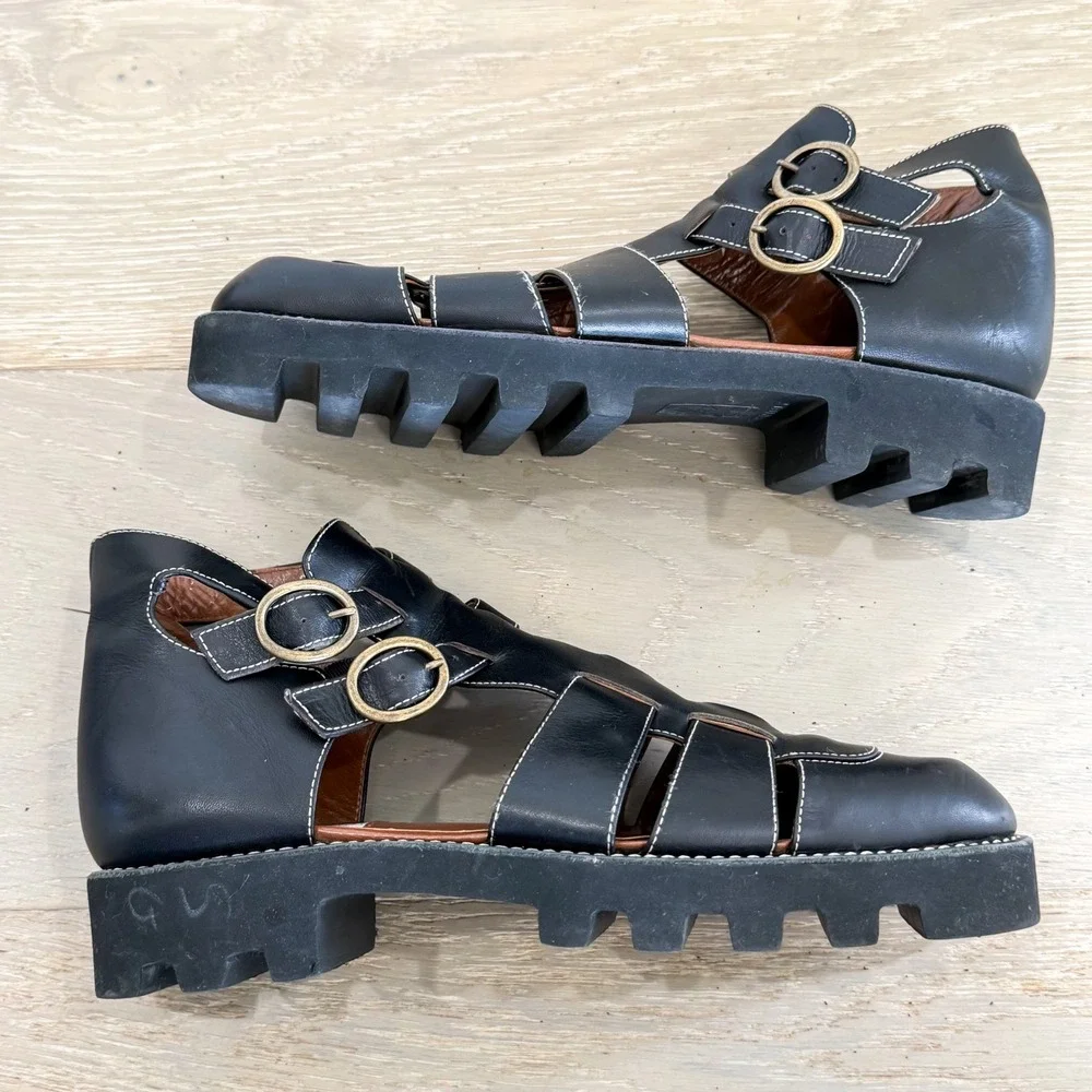 Charles Jourdan G.H. BASS Fisherman Edgy Whimsigoth Boho Vintage Sandal‎ 9.5